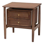 Set camera da letto Baxton Studio Alyssa in legno marrone noce stile Japandi, 4 pezzi