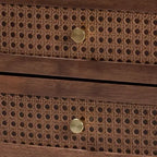 Set camera da letto Baxton Studio Alyssa in legno marrone noce stile Japandi, 4 pezzi