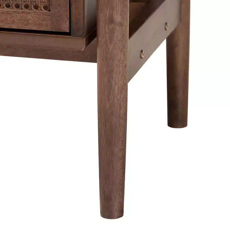 Set camera da letto Baxton Studio Alyssa in legno marrone noce stile Japandi, 4 pezzi