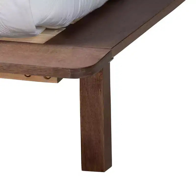 Set camera da letto Baxton Studio Alyssa in legno marrone noce stile Japandi, 4 pezzi