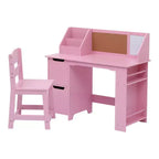 Set Scrivania e Sedia per Bambini, Tavolo Studio in Legno con Contenitore, Credenza e Bacheca