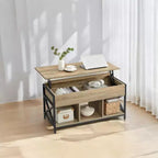 Tavolino da Salotto Sollevabile 49.9 x 100.1 x (49-62) cm con Vani Nascosti e Ripiano, Tavolino Accent per Soggiorno, Ufficio