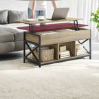 Tavolino da Salotto Sollevabile 49.9 x 100.1 x (49-62) cm con Vani Nascosti e Ripiano, Tavolino Accent per Soggiorno, Ufficio