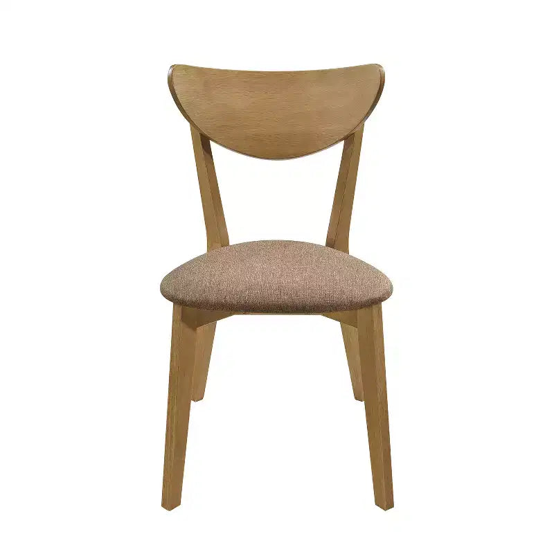 Simple Relax Set of 2 Upholstered Dining Side Chairs in Light Walnut and Brown