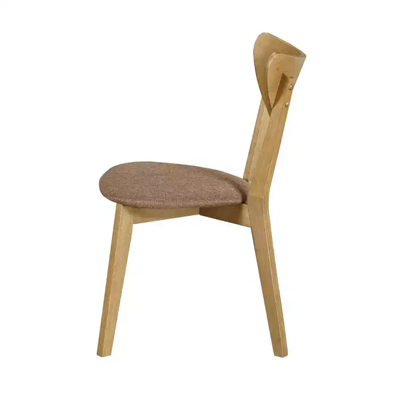 Simple Relax Set of 2 Upholstered Dining Side Chairs in Light Walnut and Brown