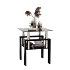 MAMAYEERTY Modern Tempered Glass End Table, Square Side Table for Living Room Bedroom, Black