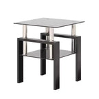 MAMAYEERTY Modern Tempered Glass End Table, Square Side Table for Living Room Bedroom, Black