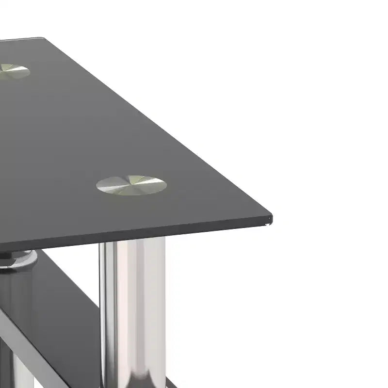 MAMAYEERTY Modern Tempered Glass End Table, Square Side Table for Living Room Bedroom, Black
