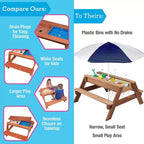 Svan Kids Tavolo Attività Convertibile per Interno/Esterno Tutto in Uno per Picnic, Sabbia e Acqua con Piano Rimovibile (109 x 89 x 48 cm) Realizzato in Legno al 100%