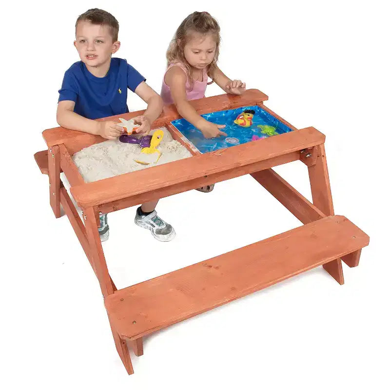Svan Kids Tavolo Attività Convertibile per Interno/Esterno Tutto in Uno per Picnic, Sabbia e Acqua con Piano Rimovibile (109 x 89 x 48 cm) Realizzato in Legno al 100%