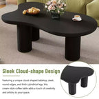 Tavolino da Caffè Cloud di Facile Montaggio con Piano Spesso 3,8 cm, Tavolino Laterale Irregolare in Stile Crema con 3 Robuste Gambe