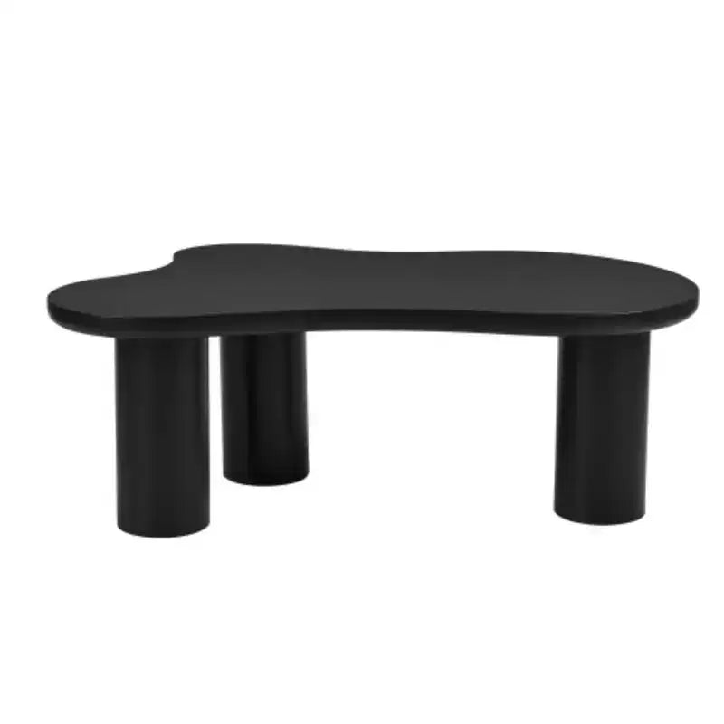 Tavolino da Caffè Cloud di Facile Montaggio con Piano Spesso 3,8 cm, Tavolino Laterale Irregolare in Stile Crema con 3 Robuste Gambe