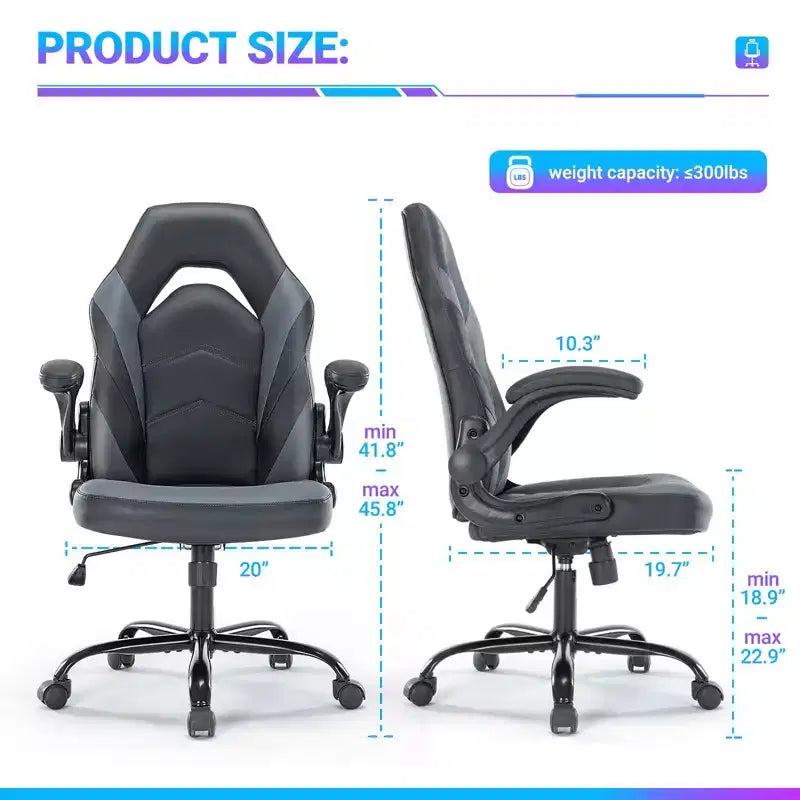 Sedia da ufficio ergonomica girevole in pelle PU con supporto lombare, sedia da gaming per computer