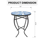 Jiallo Mosaic Art Collection Blue Daisy Accent Table