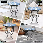 Jiallo Mosaic Art Collection Blue Daisy Accent Table