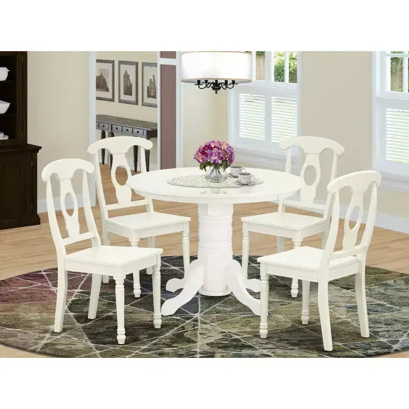 HomeStock SHKE5 Round Linen White 5 Piece Dining Set