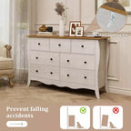 Costway 1/2 PCS 47 Farmhouse Chest of Drawers with 7 Folding Fabric Drawers Anti-tipping Kit Gray