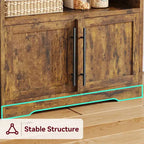 Microwave Stand Bakers Rack Cabinet, Farmhouse Wooden Storage Cabinet with Power Outlet with Thickened Counter