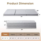 Wellos Materasso in Memory Foam in Gel Tri-Pieghevole Portatile Antiscivolo Rigido a 4 Pieghe