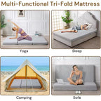 Wellos Materasso in Memory Foam in Gel Tri-Pieghevole Portatile Antiscivolo Rigido a 4 Pieghe