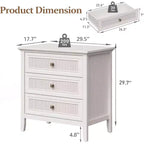 Cassettiera Heynemo per camera da letto, cassettiera alta Boho con 3 cassetti decorati in rattan, cassettiera moderna in legno per armadio, ingresso