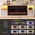 Bestier 70 Fluted Glossy Fireplace TV Stand with 36 Fireplace & LED Light Modern Entertainment Center with Cabinets