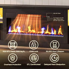 Bestier 70 Fluted Glossy Fireplace TV Stand with 36 Fireplace & LED Light Modern Entertainment Center with Cabinets