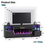 Bestier 70 Fluted Glossy Fireplace TV Stand with 36 Fireplace & LED Light Modern Entertainment Center with Cabinets
