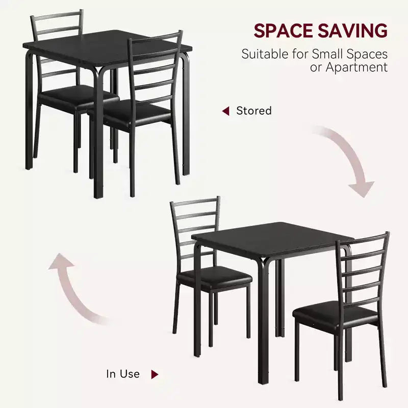 Tavolo da pranzo per 2, set tavolo e sedie piccolo per 2, set dinette per 2, set tavolo da pranzo quadrato, set 3 pezzi cucina e sala da pranzo per piccoli spazi