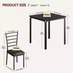 Tavolo da pranzo per 2, set tavolo e sedie piccolo per 2, set dinette per 2, set tavolo da pranzo quadrato, set 3 pezzi cucina e sala da pranzo per piccoli spazi