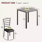 Tavolo da pranzo per 2, set tavolo e sedie piccolo per 2, set dinette per 2, set tavolo da pranzo quadrato, set 3 pezzi cucina e sala da pranzo per piccoli spazi