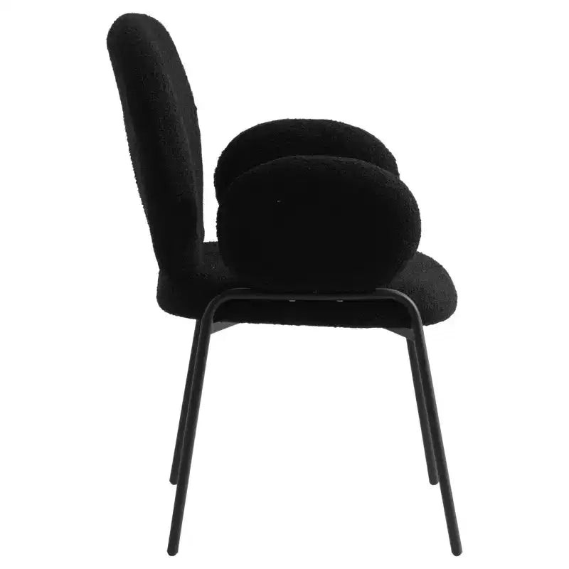 LeisureMod Celestial Series Boucle Dining Arm Chairs with Black Frame  Set of 2, Comfortable, Stylish, Modern Accent for Dining Rooms & Kitchens