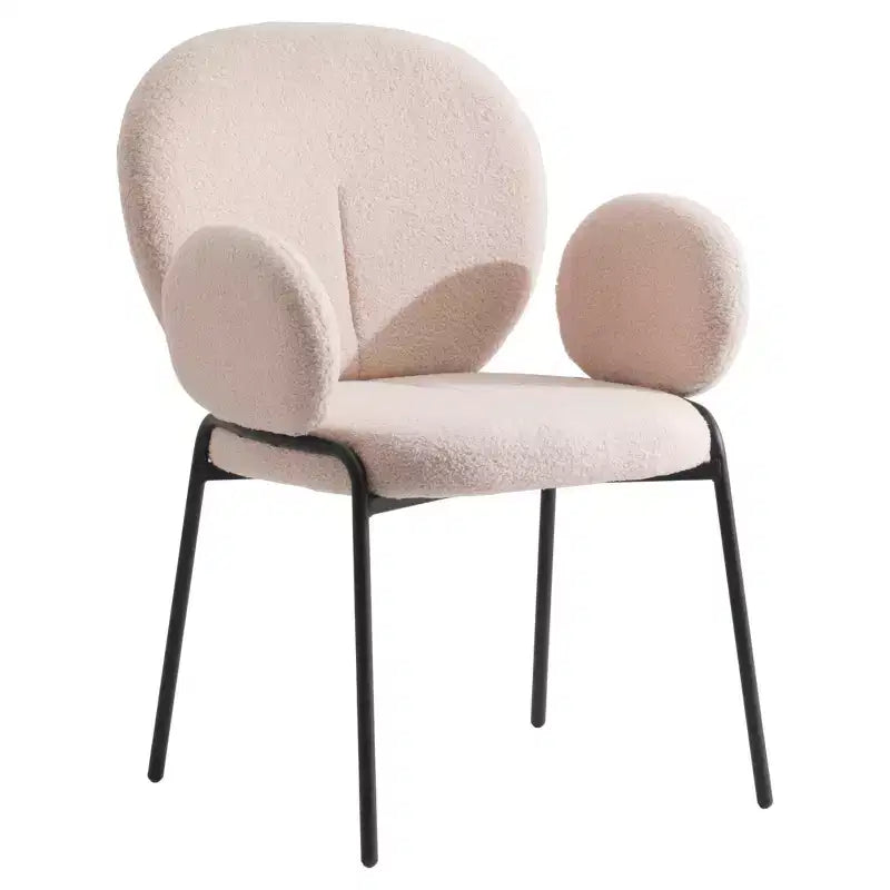 LeisureMod Celestial Series Boucle Dining Arm Chairs with Black Frame  Set of 2, Comfortable, Stylish, Modern Accent for Dining Rooms & Kitchens