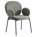 LeisureMod Celestial Series Boucle Dining Arm Chairs with Black Frame  Set of 2, Comfortable, Stylish, Modern Accent for Dining Rooms & Kitchens