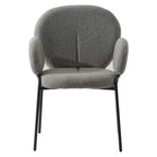 LeisureMod Celestial Series Boucle Dining Arm Chairs with Black Frame  Set of 2, Comfortable, Stylish, Modern Accent for Dining Rooms & Kitchens