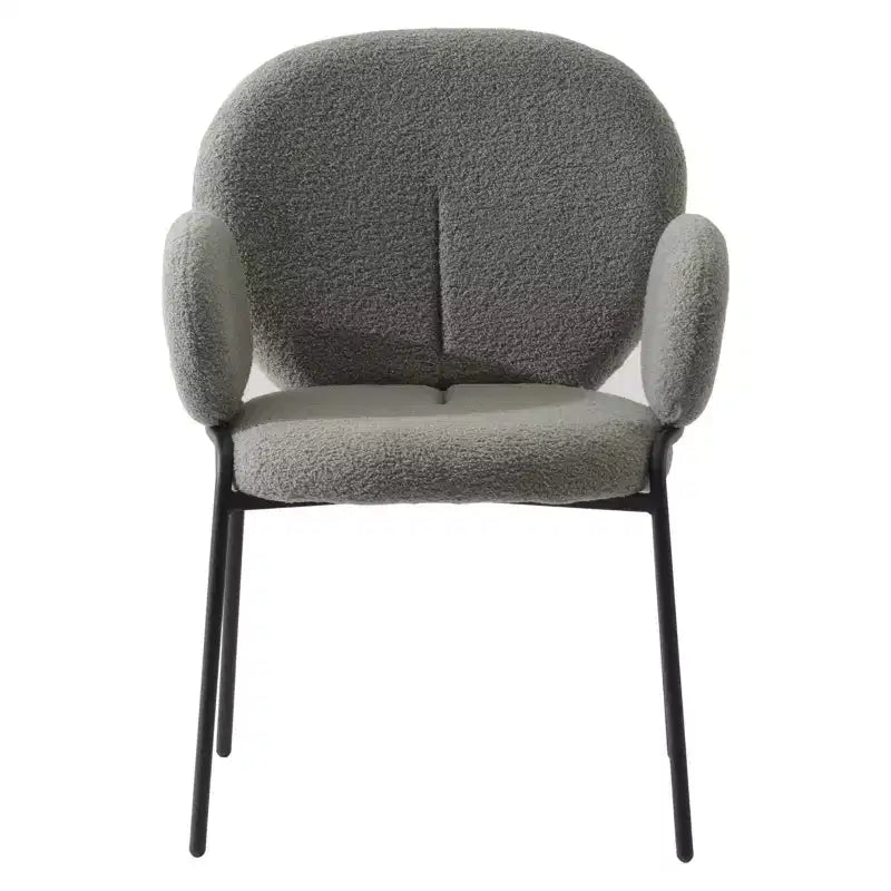LeisureMod Celestial Series Boucle Dining Arm Chairs with Black Frame  Set of 2, Comfortable, Stylish, Modern Accent for Dining Rooms & Kitchens