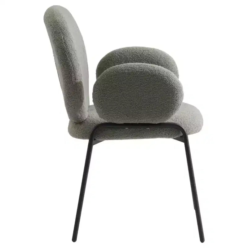 LeisureMod Celestial Series Boucle Dining Arm Chairs with Black Frame  Set of 2, Comfortable, Stylish, Modern Accent for Dining Rooms & Kitchens