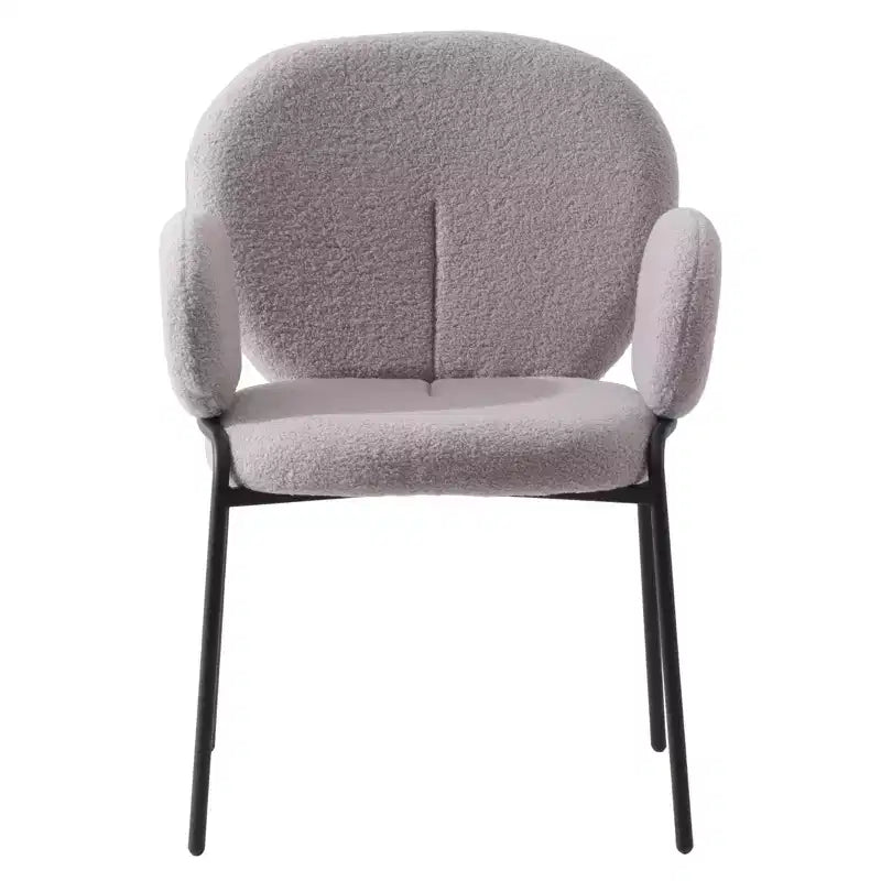 LeisureMod Celestial Series Boucle Dining Arm Chairs with Black Frame  Set of 2, Comfortable, Stylish, Modern Accent for Dining Rooms & Kitchens
