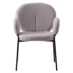LeisureMod Celestial Series Boucle Dining Arm Chairs with Black Frame  Set of 2, Comfortable, Stylish, Modern Accent for Dining Rooms & Kitchens