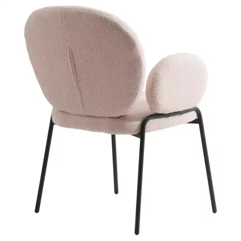 LeisureMod Celestial Series Boucle Dining Arm Chairs with Black Frame  Set of 2, Comfortable, Stylish, Modern Accent for Dining Rooms & Kitchens