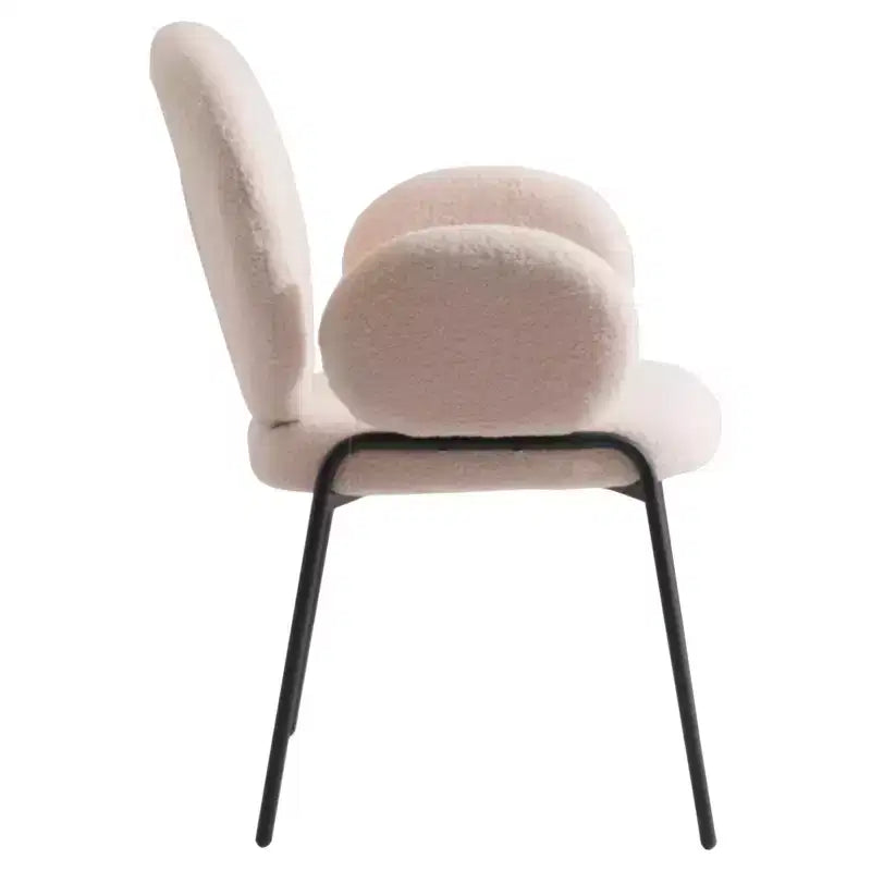 LeisureMod Celestial Series Boucle Dining Arm Chairs with Black Frame  Set of 2, Comfortable, Stylish, Modern Accent for Dining Rooms & Kitchens