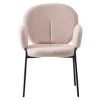 LeisureMod Celestial Series Boucle Dining Arm Chairs with Black Frame  Set of 2, Comfortable, Stylish, Modern Accent for Dining Rooms & Kitchens
