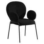 LeisureMod Celestial Series Boucle Dining Arm Chairs with Black Frame  Set of 2, Comfortable, Stylish, Modern Accent for Dining Rooms & Kitchens