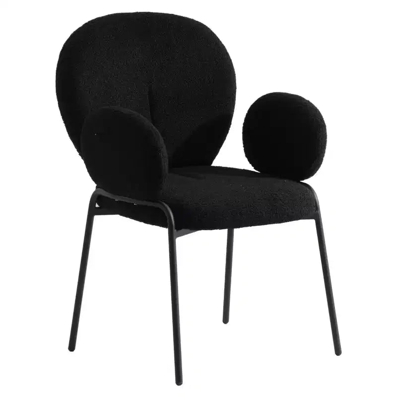 LeisureMod Celestial Series Boucle Dining Arm Chairs with Black Frame  Set of 2, Comfortable, Stylish, Modern Accent for Dining Rooms & Kitchens