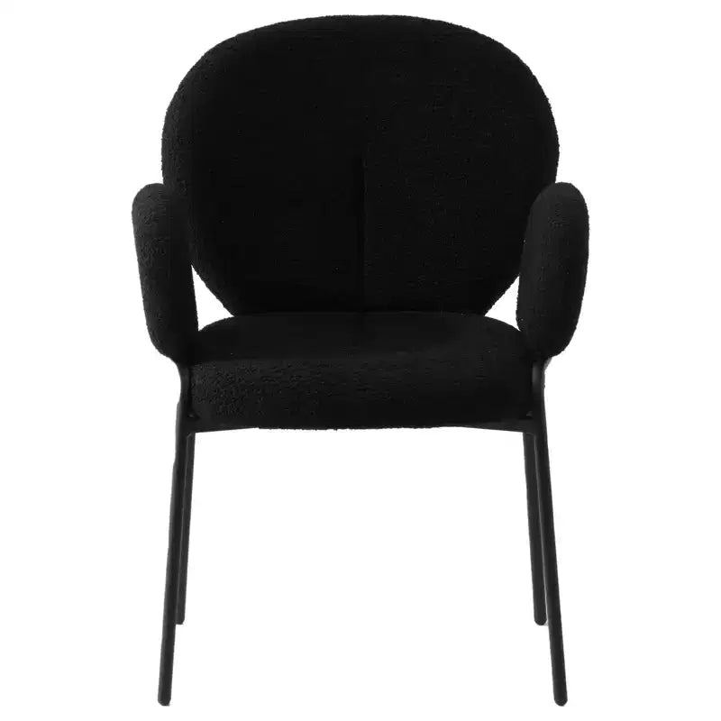 LeisureMod Celestial Series Boucle Dining Arm Chairs with Black Frame  Set of 2, Comfortable, Stylish, Modern Accent for Dining Rooms & Kitchens