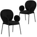 LeisureMod Celestial Series Boucle Dining Arm Chairs with Black Frame  Set of 2, Comfortable, Stylish, Modern Accent for Dining Rooms & Kitchens