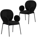 LeisureMod Celestial Series Boucle Dining Arm Chairs with Black Frame  Set of 2, Comfortable, Stylish, Modern Accent for Dining Rooms & Kitchens