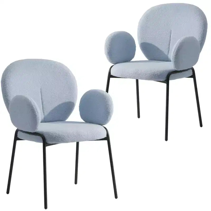 LeisureMod Celestial Series Boucle Dining Arm Chairs with Black Frame  Set of 2, Comfortable, Stylish, Modern Accent for Dining Rooms & Kitchens