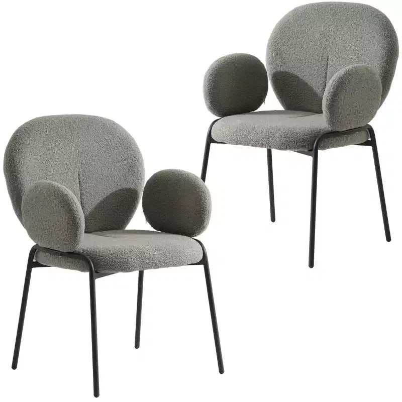 LeisureMod Celestial Series Boucle Dining Arm Chairs with Black Frame  Set of 2, Comfortable, Stylish, Modern Accent for Dining Rooms & Kitchens