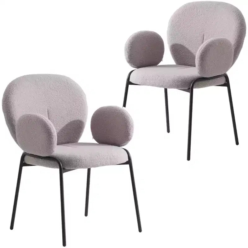 LeisureMod Celestial Series Boucle Dining Arm Chairs with Black Frame  Set of 2, Comfortable, Stylish, Modern Accent for Dining Rooms & Kitchens
